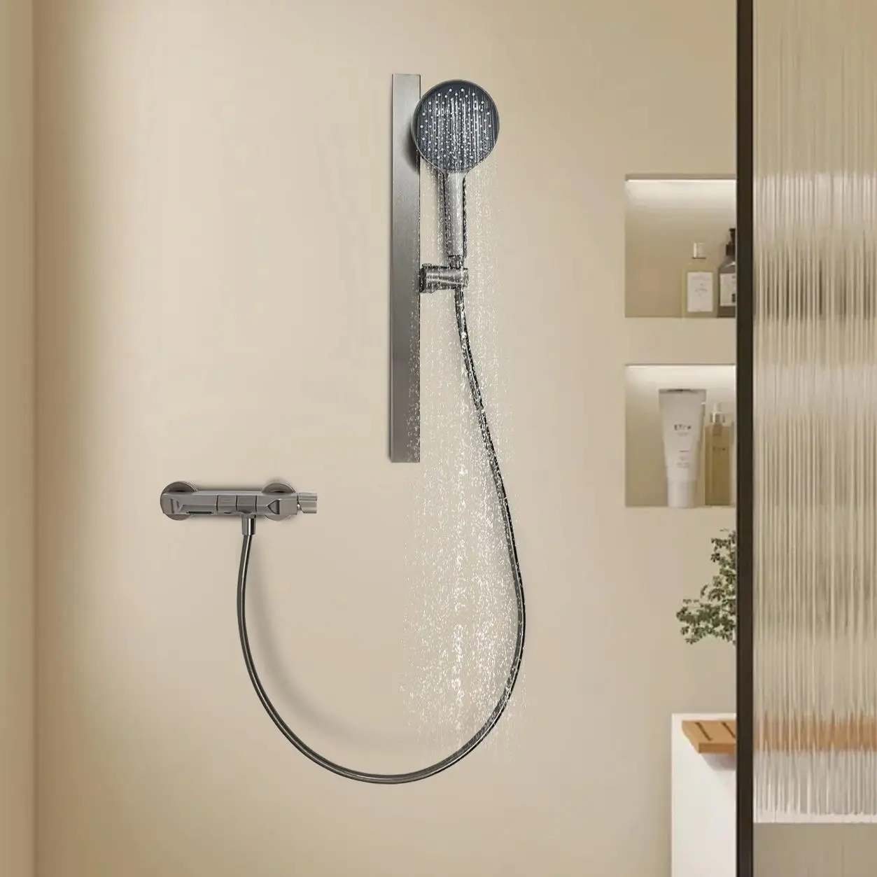 Douche murale avec tige élévatrice et pomme boostée – Image 2
