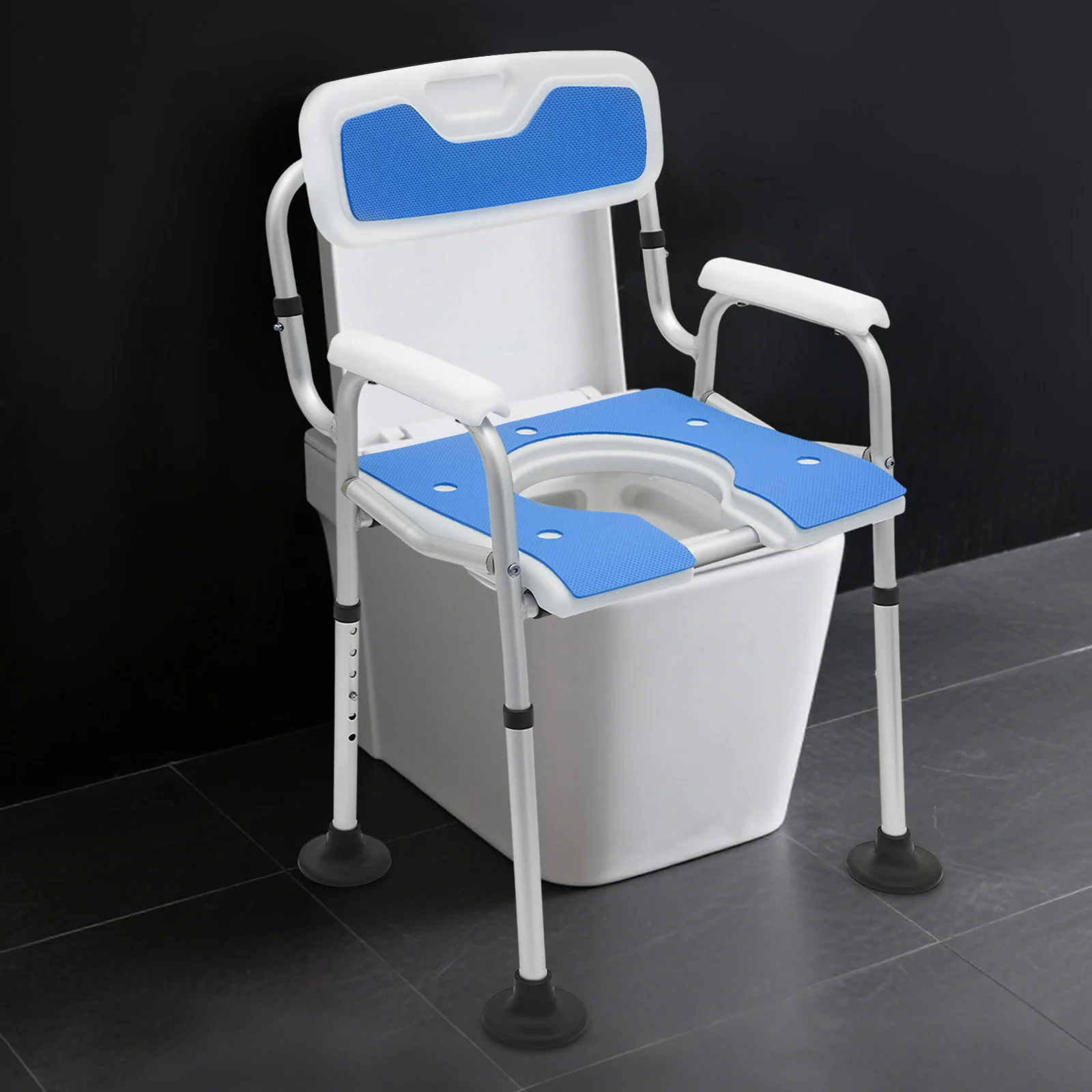Chaise de douche réglable avec accoudoirs pour seniors et confort