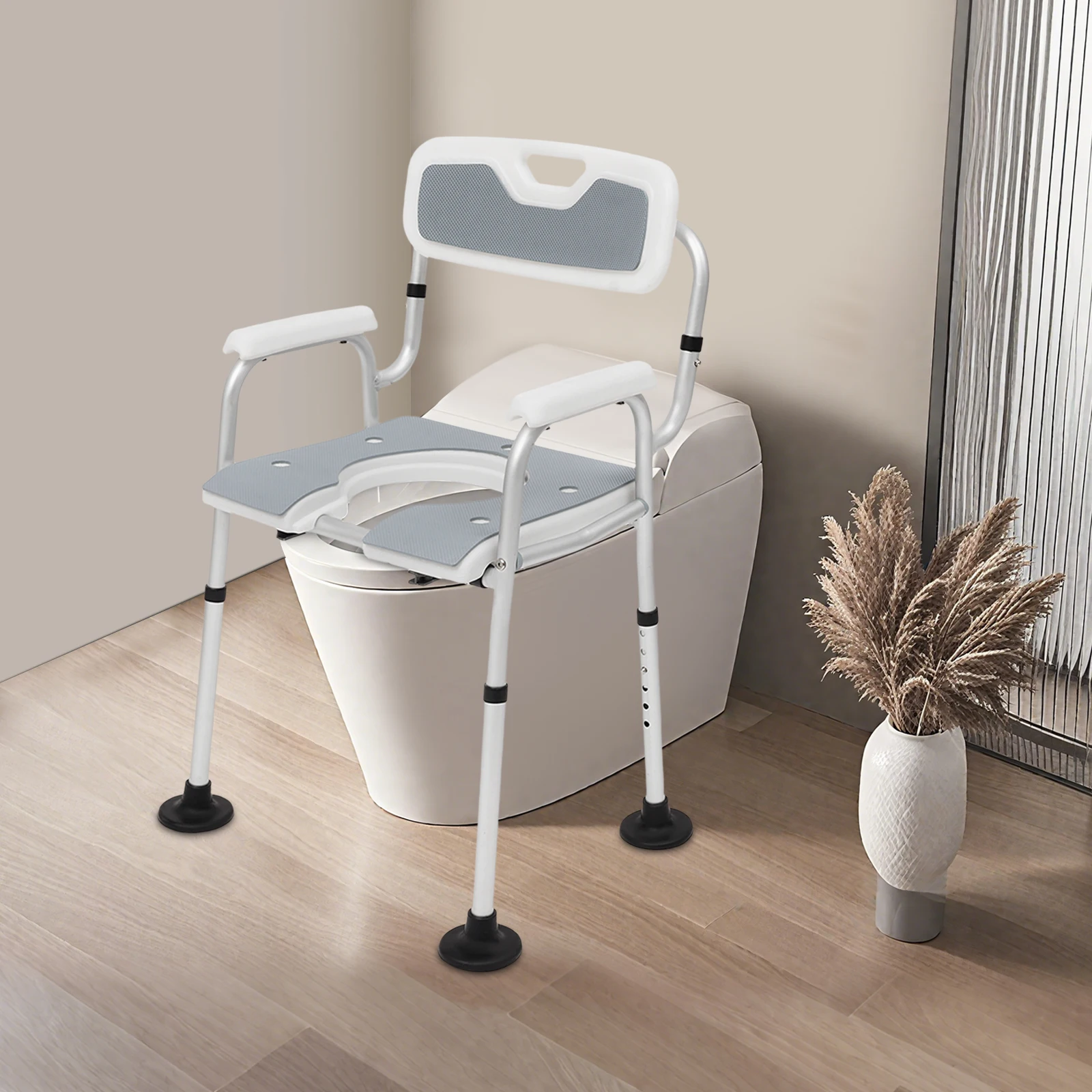 Chaise de douche réglable à accoudoirs pour seniors – Image 4