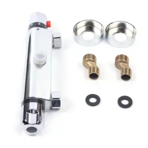 Mitigeur thermostatique de douche chromé avec pommeau