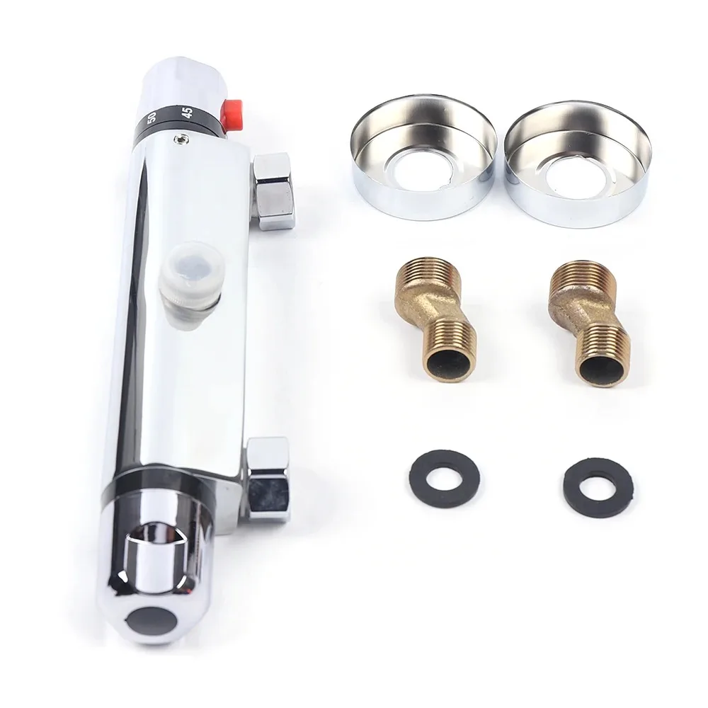 Mitigeur thermostatique de douche chromé avec pommeau – Image 4