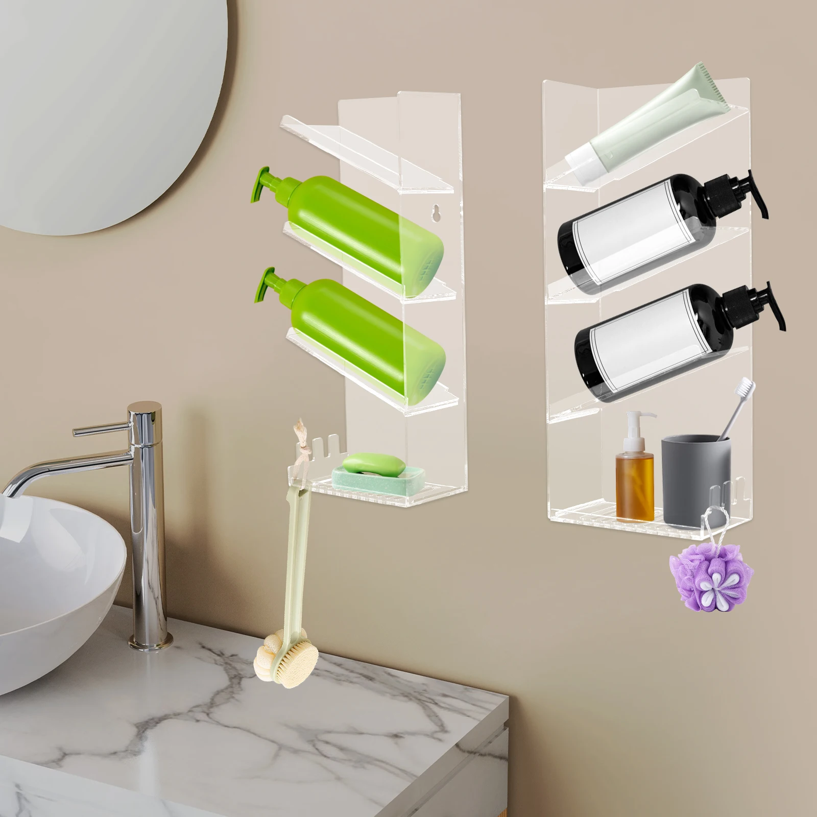 Étagères de rangement de douche acrylique 3 niveaux – Image 3