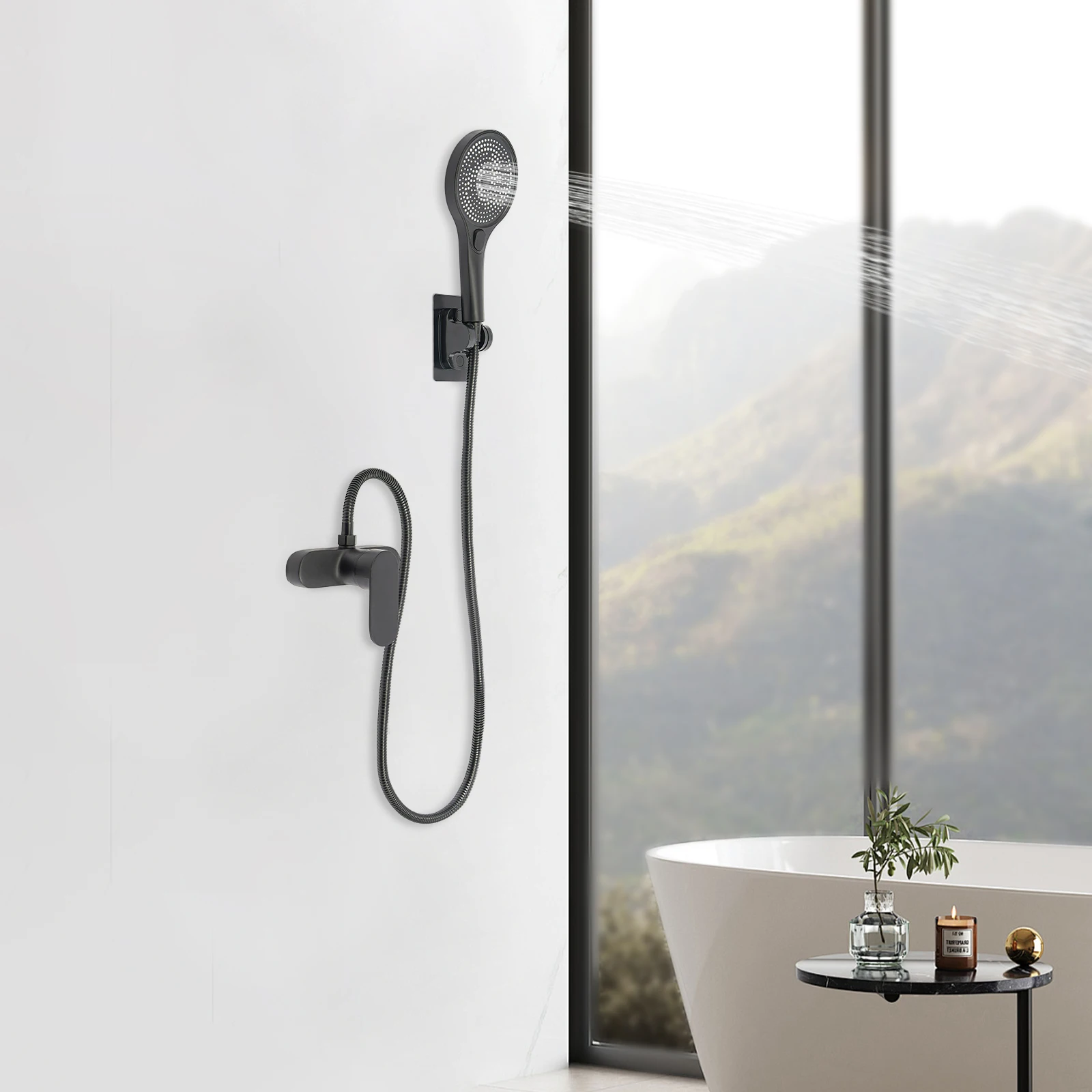 Mélangeur de douche avec douchette et flexible antirouille – Image 4