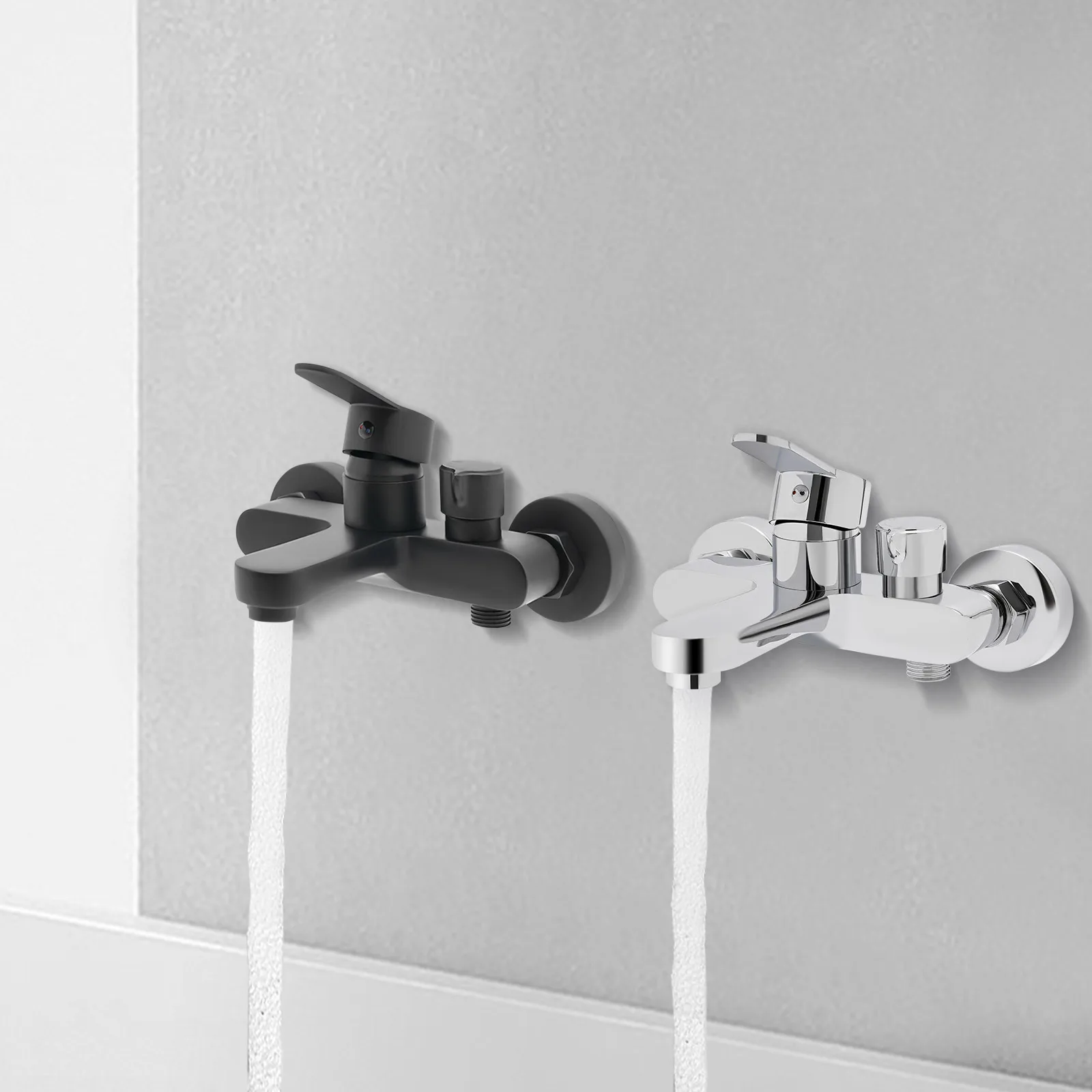 Robinet de bain mural 2 trous à levier unique chromé – Image 2