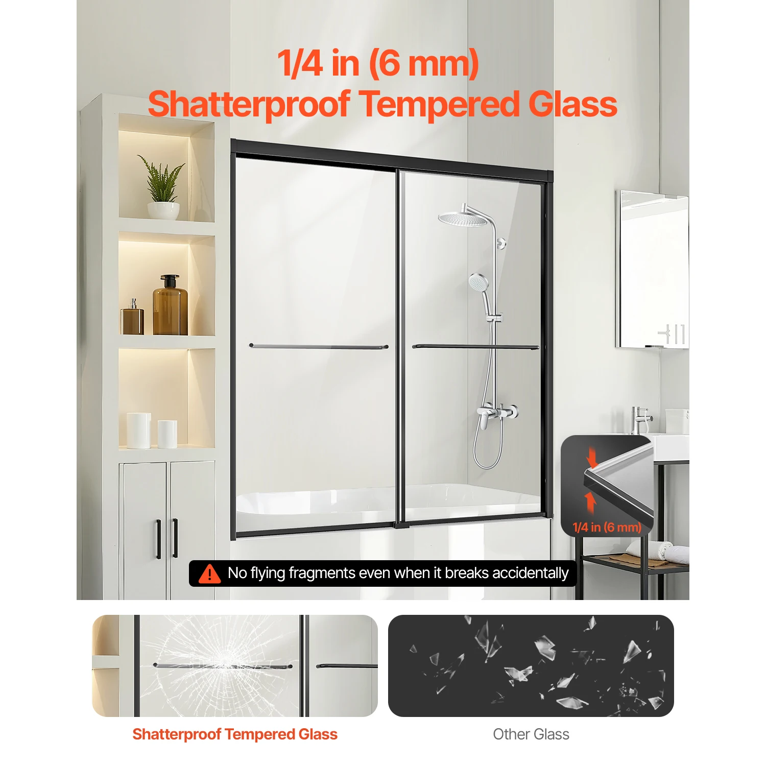 Porte de baignoire coulissante double verre 150 cm – Image 2