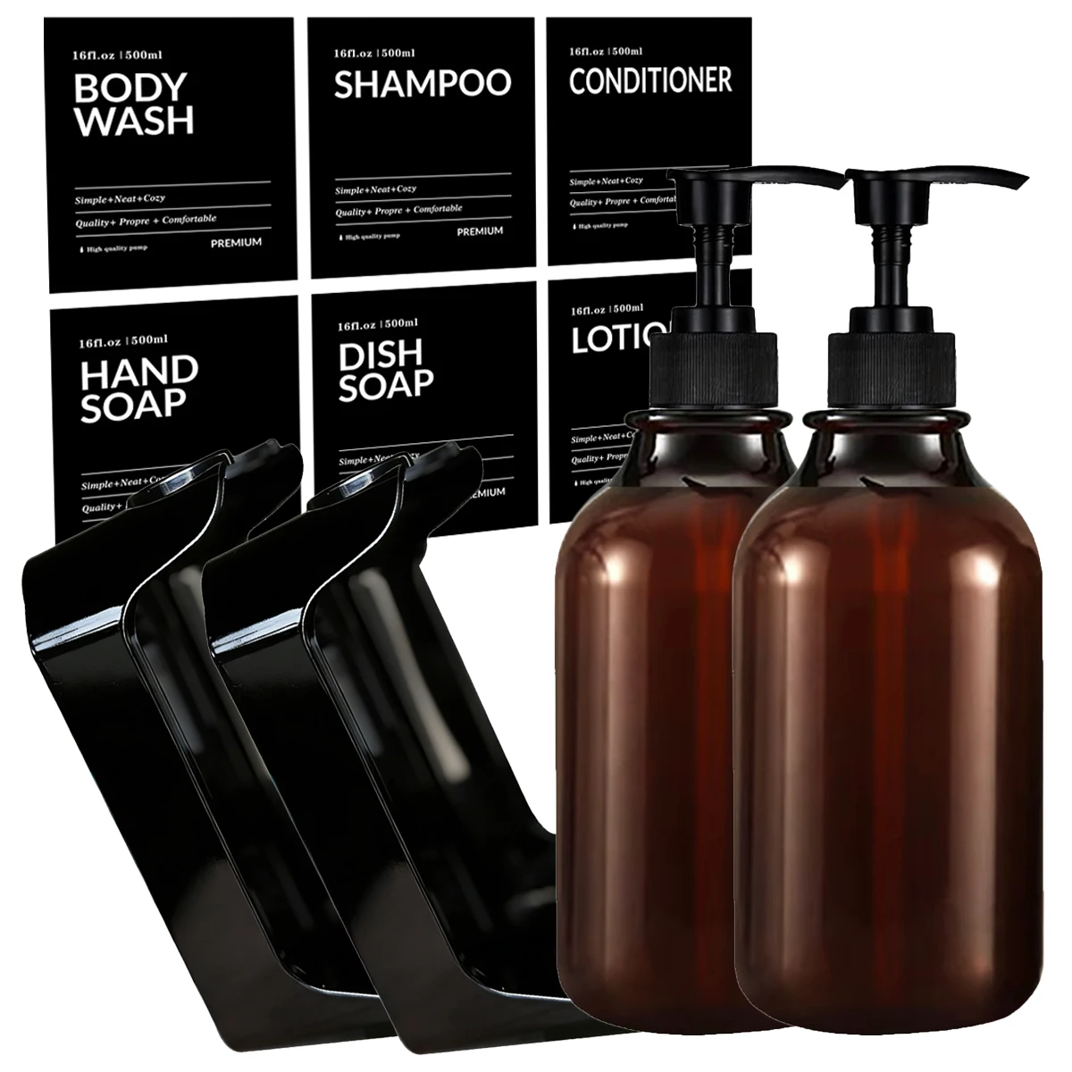 Ensemble distributeur mural de shampoing et d'après-shampoing