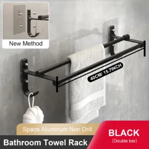 Porte-serviettes mural double barre en aluminium
