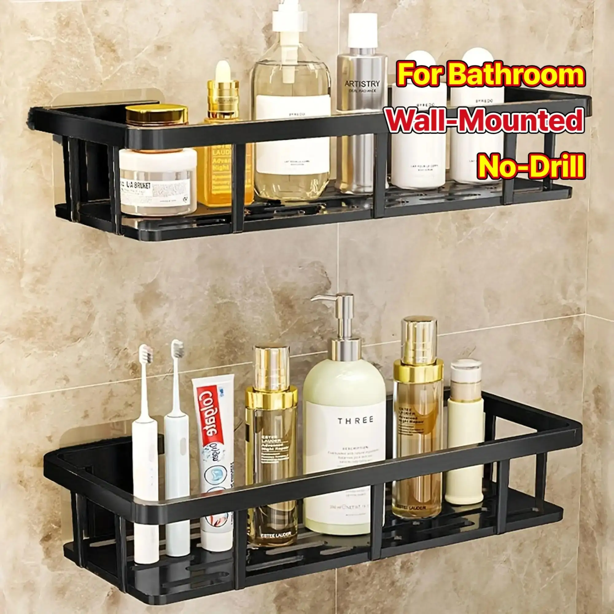 Étagère murale de douche sans perçage, rangement étanche et robuste – Image 2