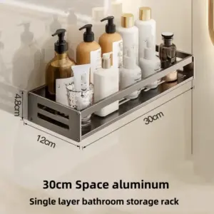 Étagère d'angle de douche en aluminium avec porte-serviettes