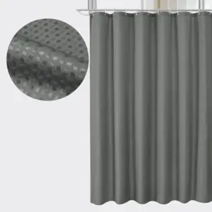 Rideau de douche gaufré uni imperméable et anti-moisissure en polyester