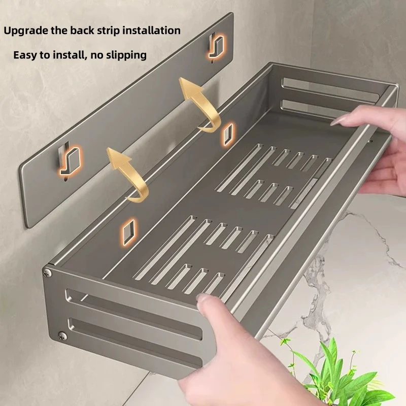 Étagère d'angle de douche en aluminium avec porte-serviettes – Image 2