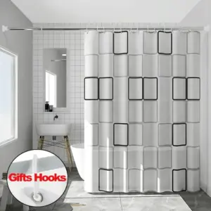 Rideau de douche en tissu imperméable et résistant à la moisissure