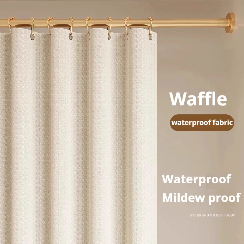 Rideau de douche imprimé plantes imperméable et anti-moisissure avec crochets – Image 2