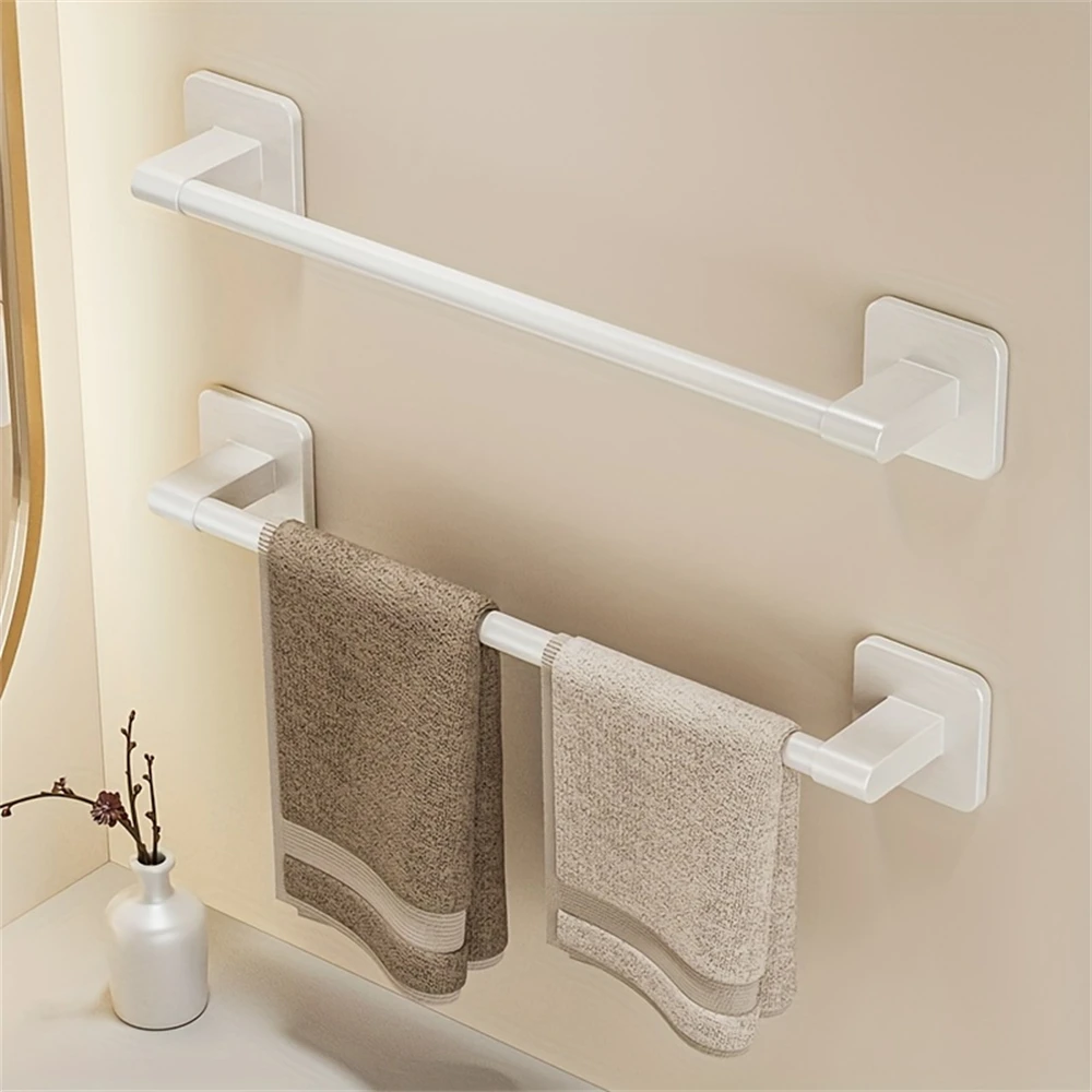Porte-serviettes mural blanc non perforé de 40 à 60 cm – Image 2