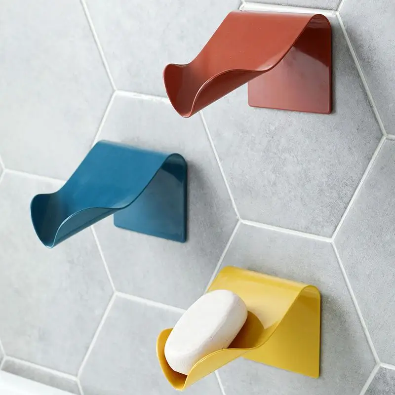 Porte-savon mural auto-adhésif avec égouttoir en plastique – Image 3