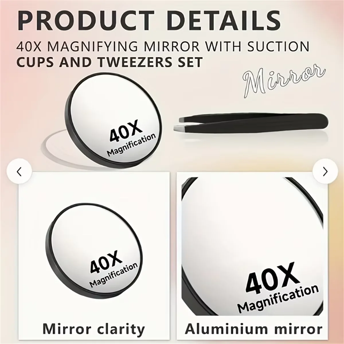 Miroir à main double face avec grossissement 30x ou 10x – Image 4
