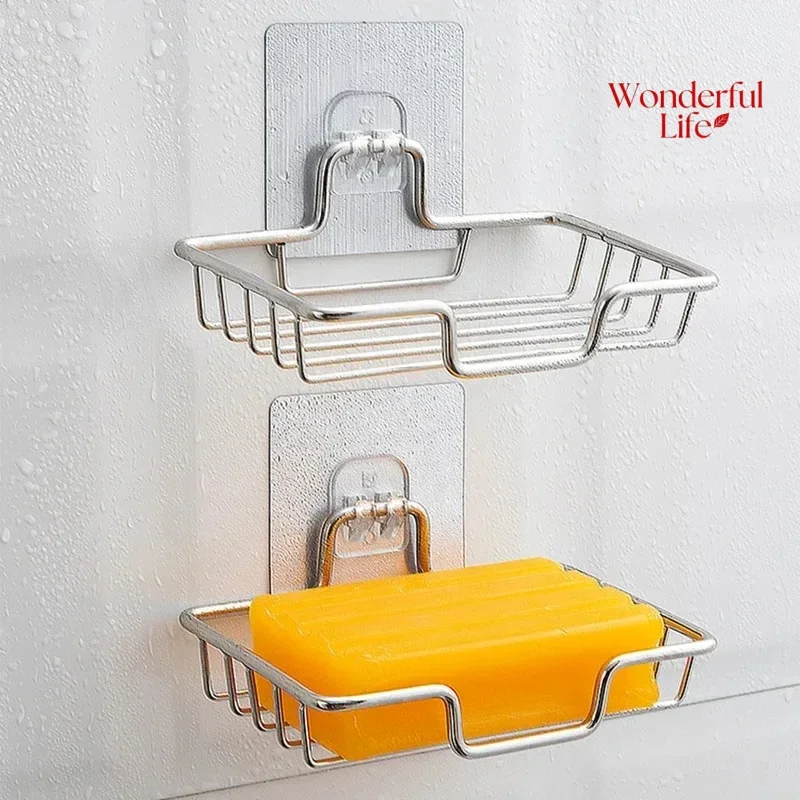 Porte-savon mural plat en acier inoxydable auto-adhésif – Image 3