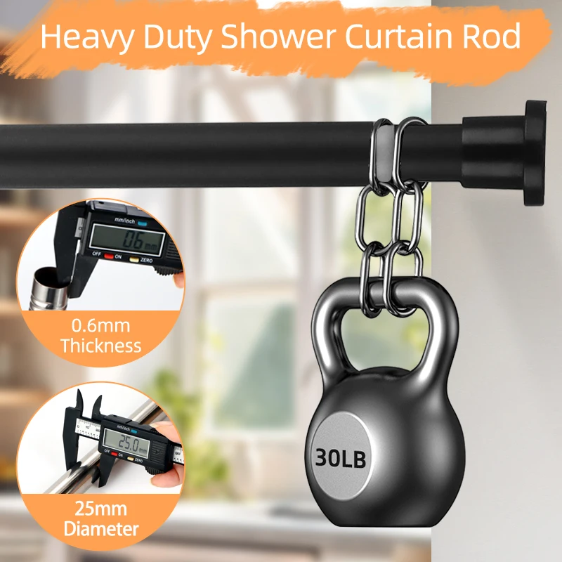 Tige de rideau de douche réglable en acier inoxydable – Image 4