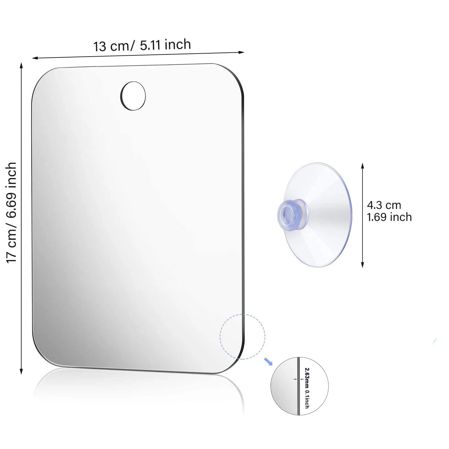 Miroir acrylique grande taille incassable et sans brouillard pour douche
